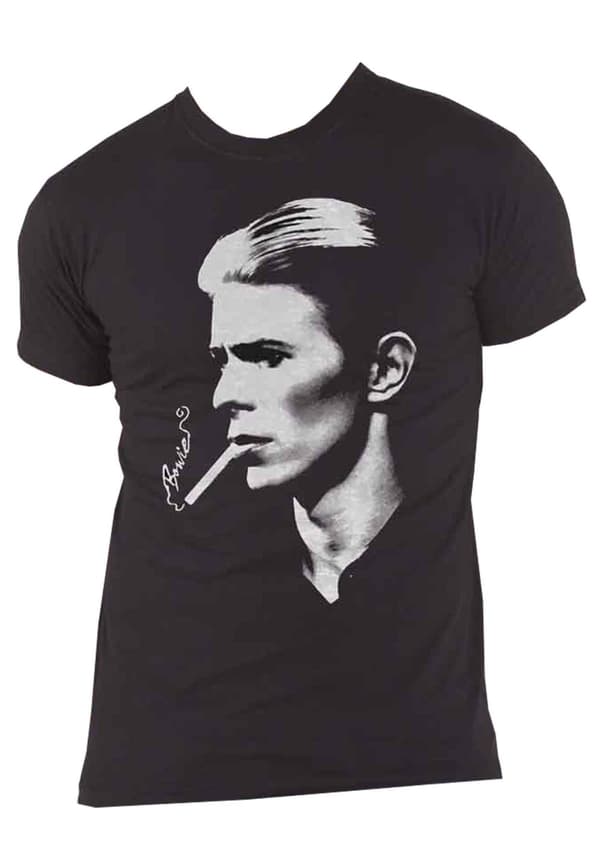 David Bowie T Shirt Smoke Side profile Official Mens Black