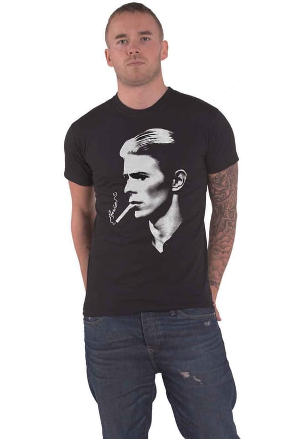 David Bowie T Shirt Smoke Side profile Official Mens Black