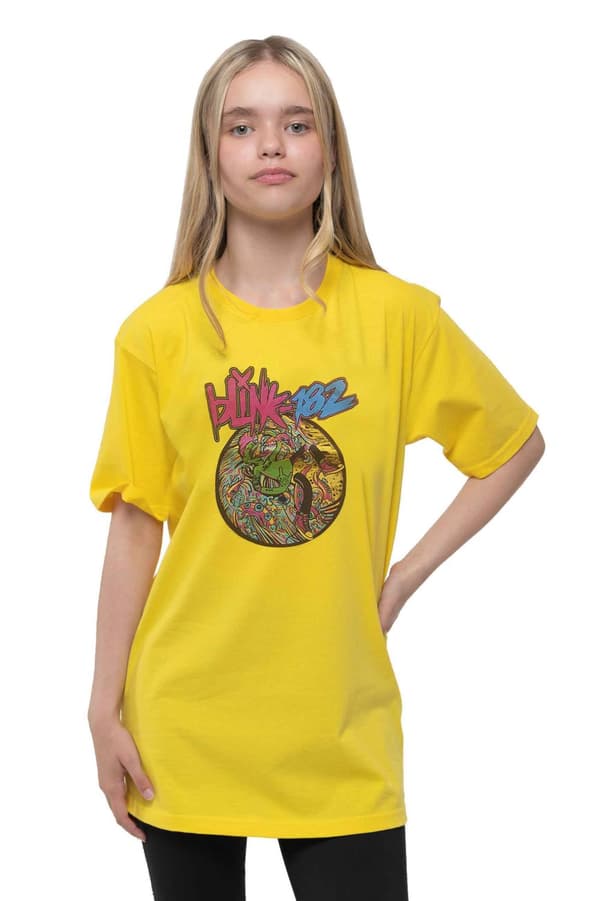 Blink 182 Kids T Shirt Overboard Event Logo Official Yellow Ages 3-14 yrs