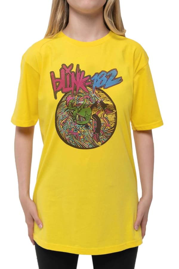Blink 182 Kids T Shirt Overboard Event Logo Official Yellow Ages 3-14 yrs