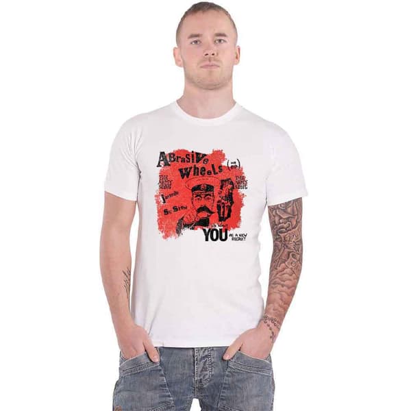 Abrasive Wheels T Shirt Army Song Band Logo Official Mens White