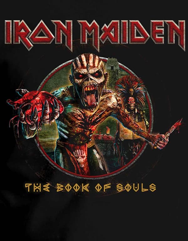 Iron Maiden T Shirt Book of Souls Eddie Circle Band Logo Official Mens Black XL