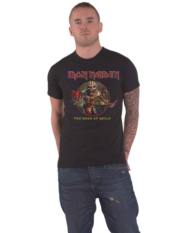 Iron Maiden T Shirt Book of Souls Eddie Circle Band Logo Official Mens Black XL