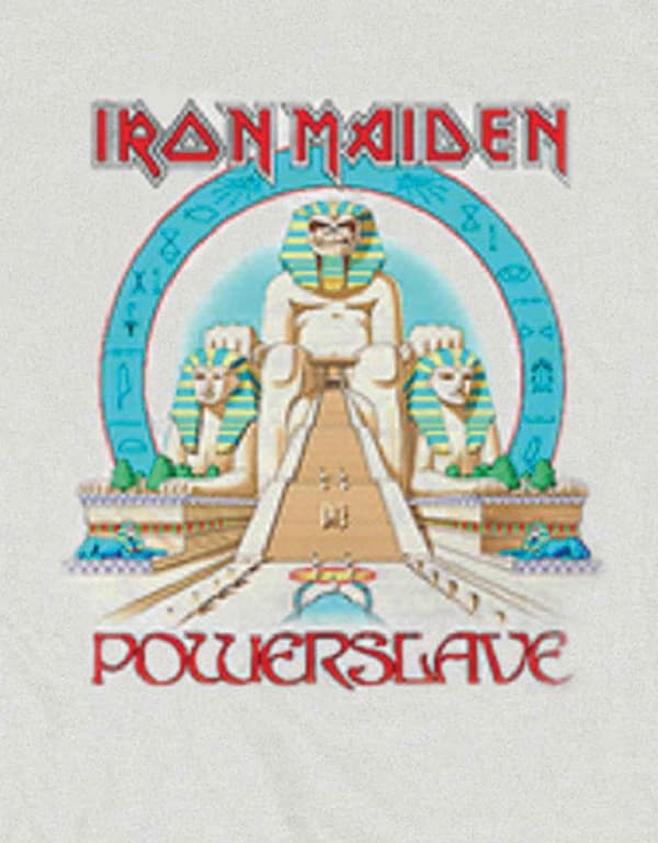 Iron Maiden T Shirt Powerslave Egypt Band Logo Official Mens Heather Grey
