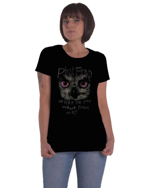 Pink Floyd T Shirt what do you want from Me Official Womens Skinny Fit Black Black S