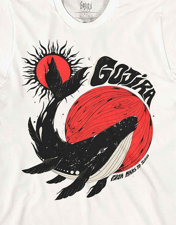 Gojira T Shirt Whale Band Logo Official Mens White