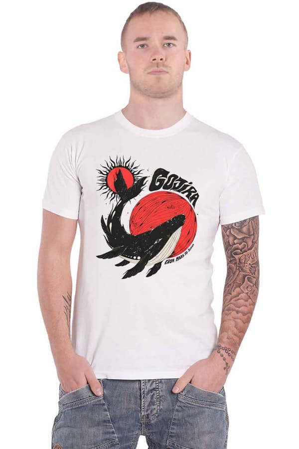 Gojira T Shirt Whale Band Logo Official Mens White White XL