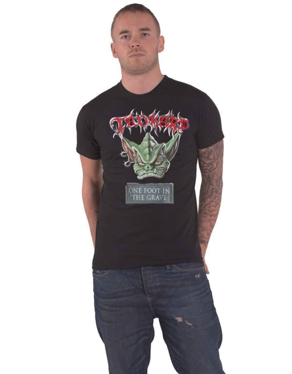 Tankard T Shirt One Foot In The Grave Band Logo Official Mens Black Black M