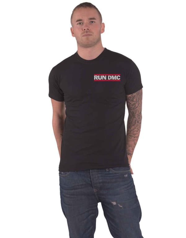 Run DMC T Shirt Rap Invasion Band Logo Official Mens Black