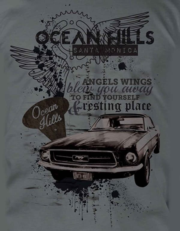 Ocean Hills T Shirt Angel Wings Band Logo Official Mens Grey