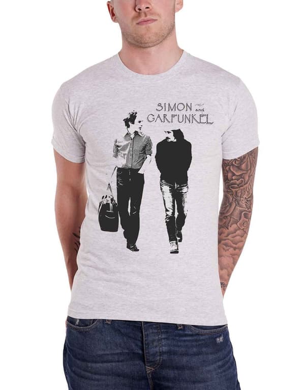 Simon and  Garfunkel T Shirt Walking Logo Official Mens Light Heather Light Heather XXL