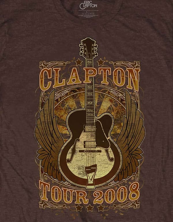 Eric Clapton T Shirt Tour 2008 Logo Official Mens Brown