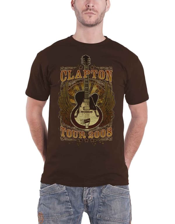 Eric Clapton T Shirt Tour 2008 Logo Official Mens Brown
