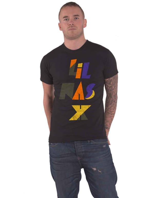 Lil Nas X T Shirt Scrap Letters Logo Official Mens Black