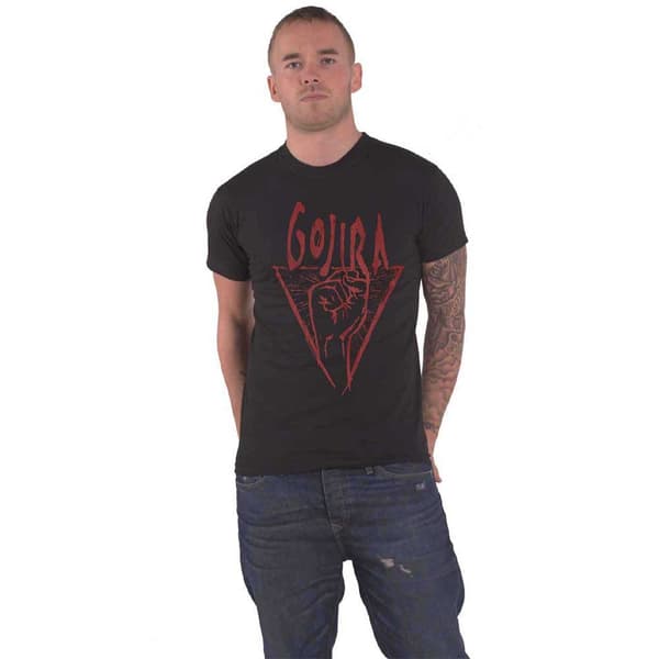 Gojira T Shirt Power Glove Band Logo Official Mens Black Organic