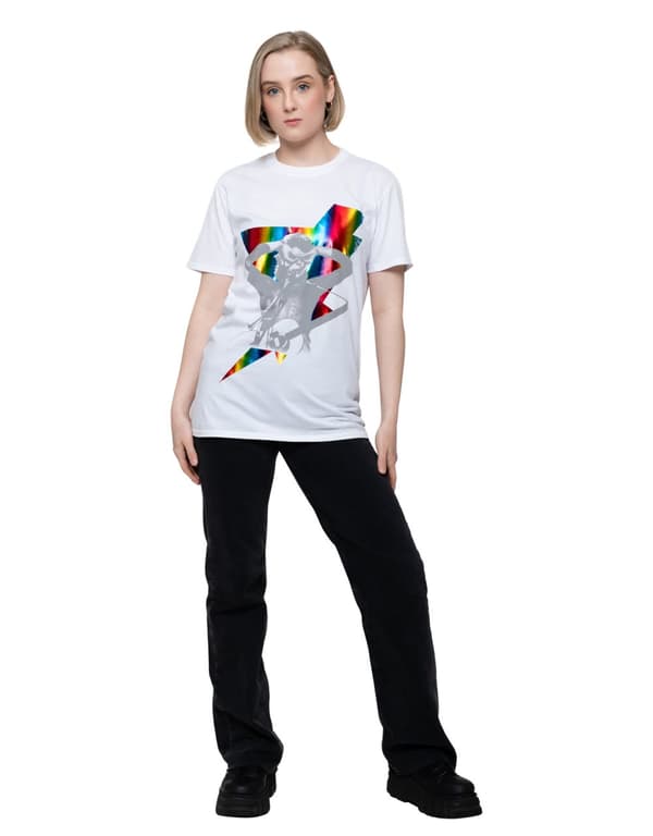 David Bowie T Shirt Holographic Bolt Ziggy Stardust Official Mens White