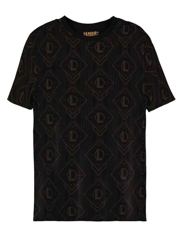 League Of Legends All Over print Logo T Shirt Official Mens Black L
