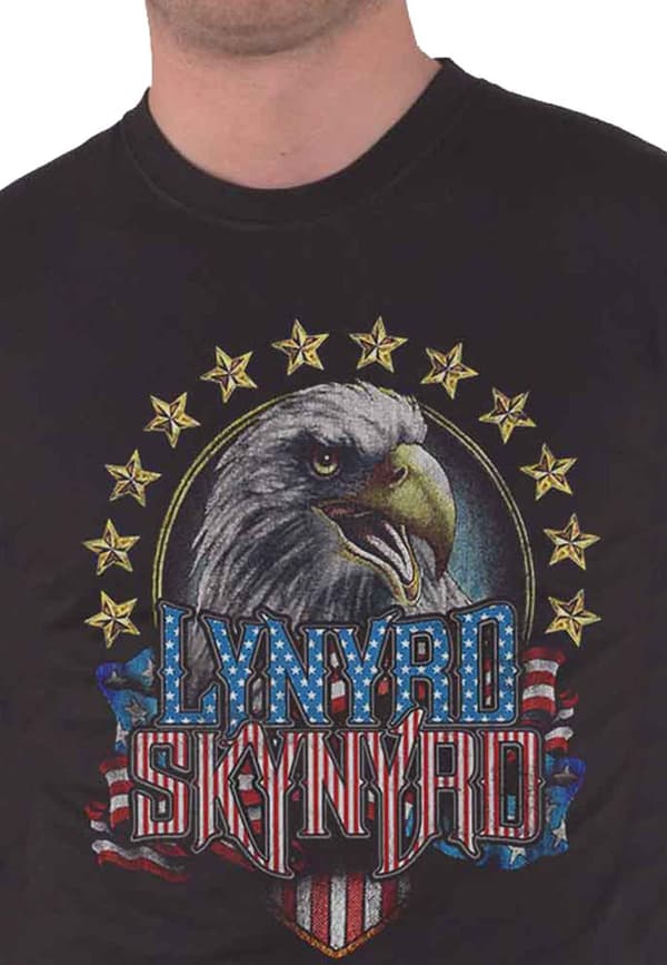 Lynyrd Skynyrd T Shirt Eagle Band Logo Official Mens Black