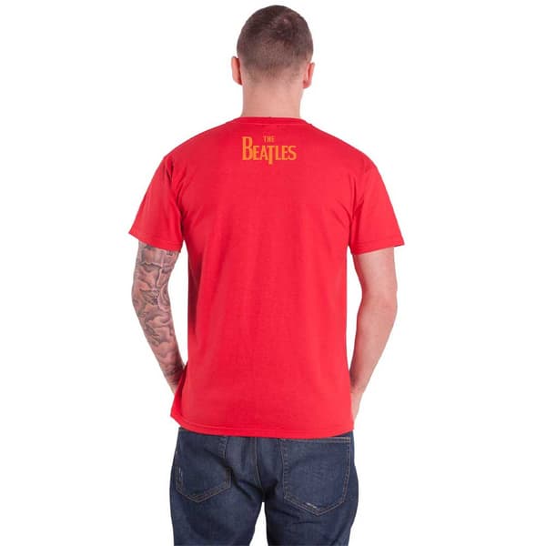 The Beatles T Shirt When Im Sixty Four Text Band Logo Official Mens Red