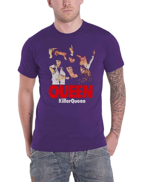 Queen T Shirt Killer Queen Band Logo Official Mens Purple