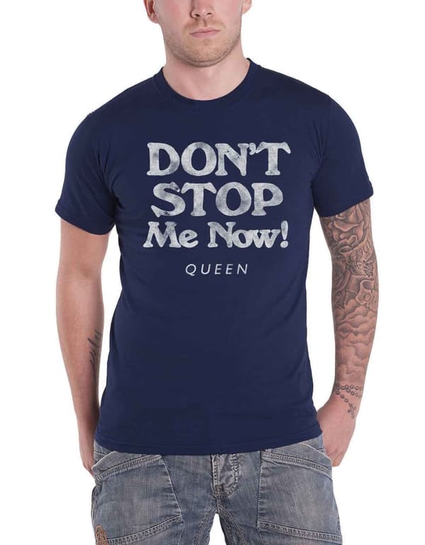 Queen T Shirt Dont Stop Me Now Band Logo Official Mens Navy Blue Navy L