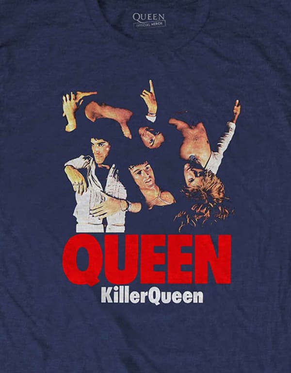 Queen T Shirt Killer Queen Band Logo Official Mens Navy Blue