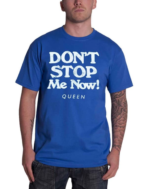 Queen T Shirt Dont Stop Me Now Band Logo Official Mens Aqua Blue
