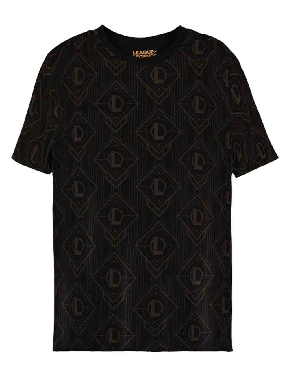 League Of Legends All Over print Logo T Shirt Official Mens Black