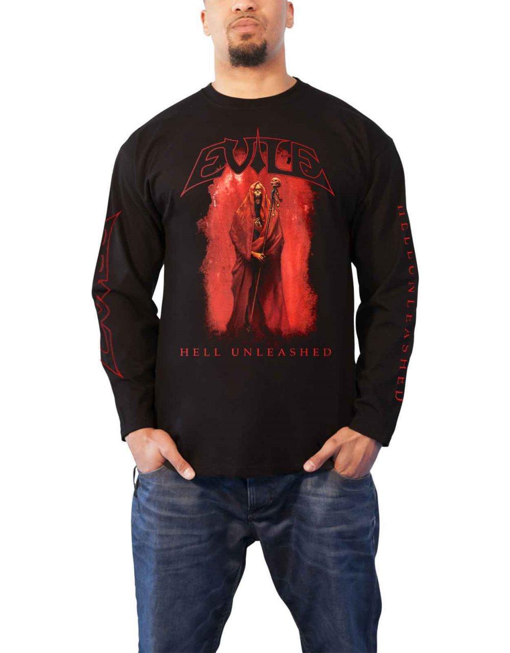 Evile T Shirt Hell Unleashed Band Logo Official Mens Black Long Sleeve