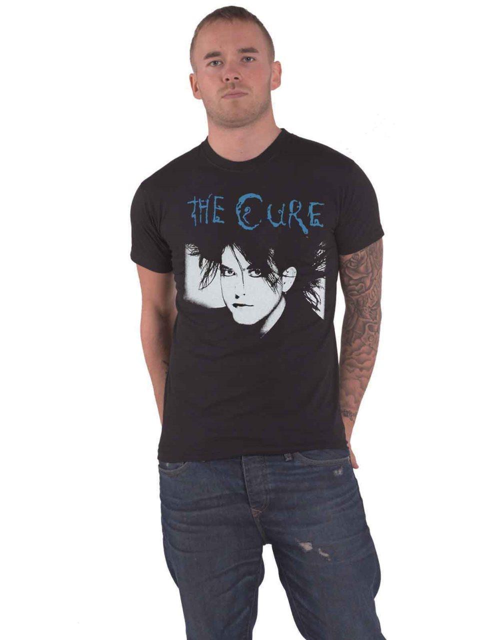 The Cure T Shirt Robert Smith Black and Blue Official Mens Black