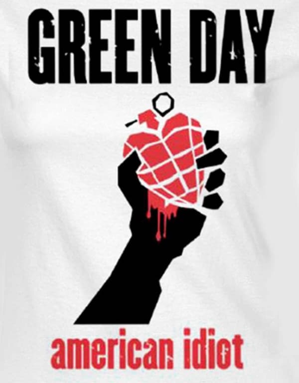 Green Day T Shirt American Idiot Heart Official Womens Skinny Fit White