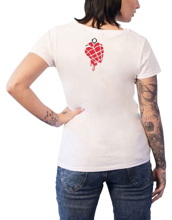Green Day T Shirt American Idiot Heart Official Womens Skinny Fit White