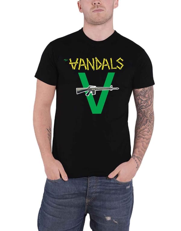 The Vandals T Shirt Peace Thru Vandalism Band Logo Official Mens Black