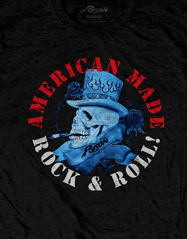 Poison T Shirt American Made Band Logo Official Mens Black