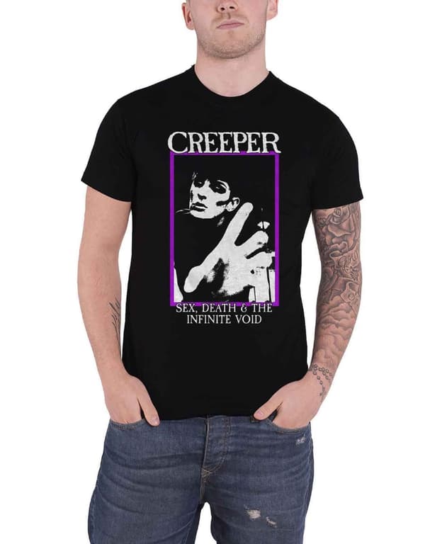 Creeper T Shirt Infinite Void Band Logo Official Mens Black Black L
