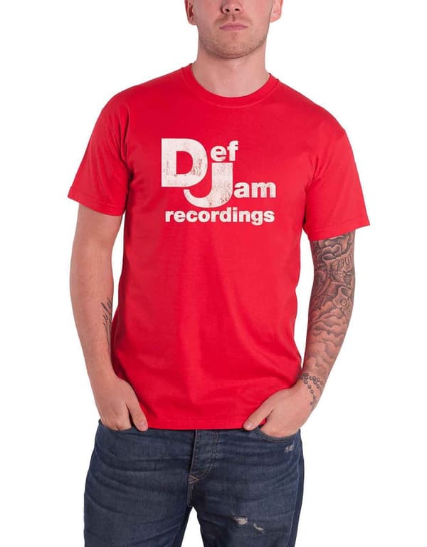 Def Jam Recordings T Shirt Classic Logo Official Mens Red Red M