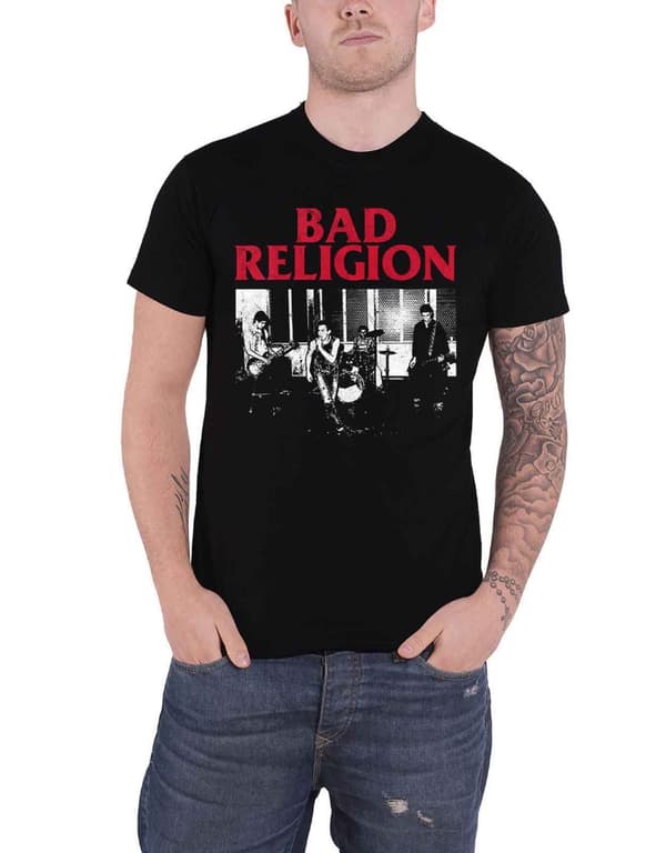 Bad Religion T Shirt Live 1980 Band Logo Official Mens Black Black L