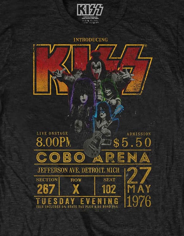 Kiss T Shirt Cobra Arena 1976 Poster Official Eco Mens Black