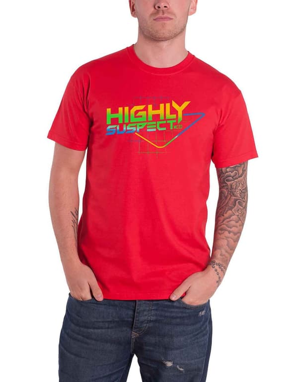 Highly Suspect T Shirt Gradient Type Band Logo Official Mens Red