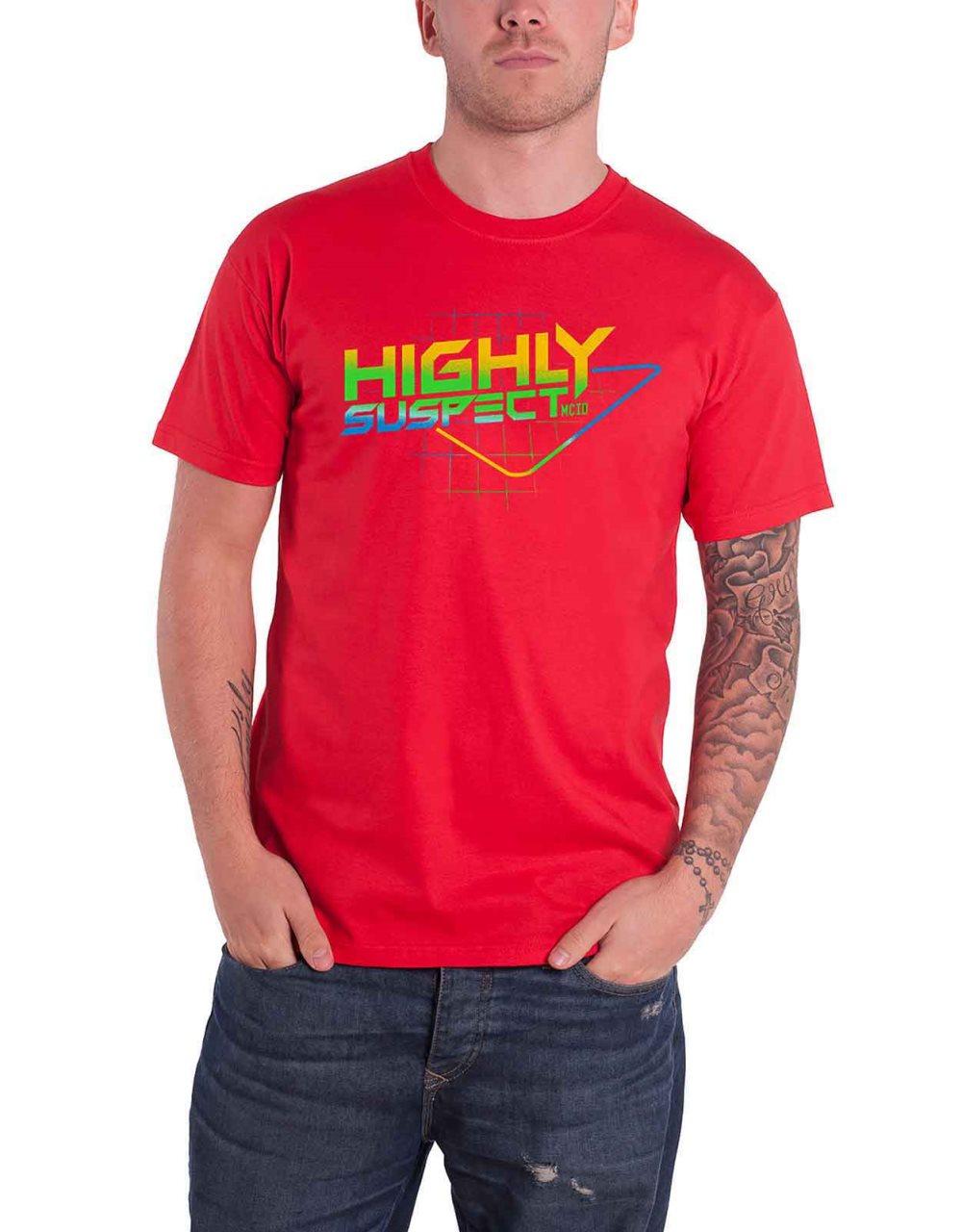Highly Suspect T Shirt Gradient Type Band Logo Official Mens Red