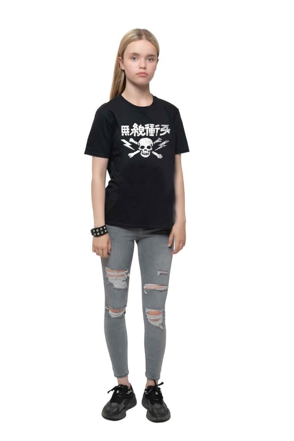 The Clash Kids T Shirt Japan Text Band Logo Official Black Ages 5-14 yrs