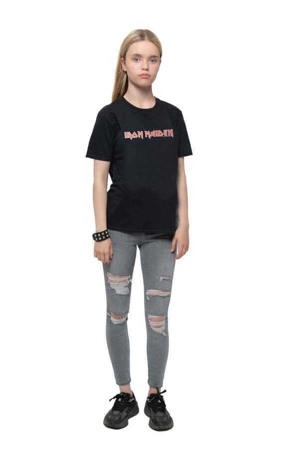 Iron Maiden Kids T Shirt Classic Band Logo Official Black Ages 5-14 yrs