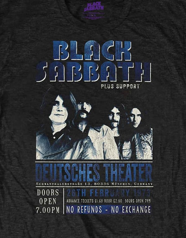 Black Sabbath T Shirt Deutsches Theater 73 Poster Official Eco Unisex Black