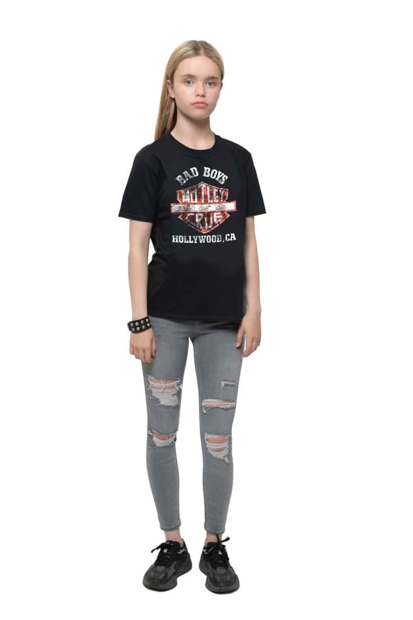 Motley Crue Kids T Shirt Bad Boys Shield Official Black Ages 5-14 yrs