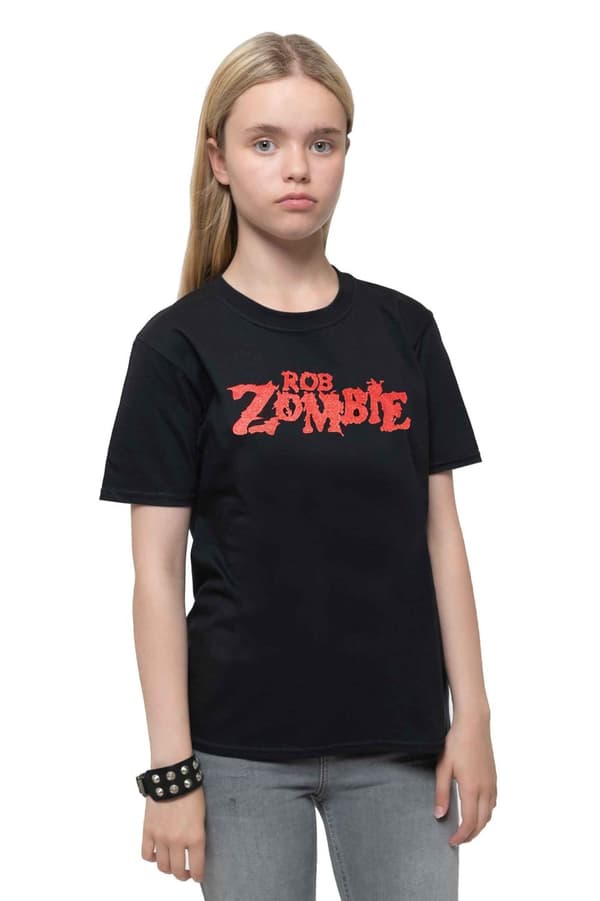 Rob Zombie Kids T Shirt Classic red Logo Official Black Ages 5-14 yrs