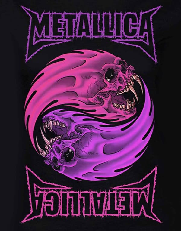 Metallica T Shirt Yin Yang Purple Band Logo Official Womens Skinny Fit Black
