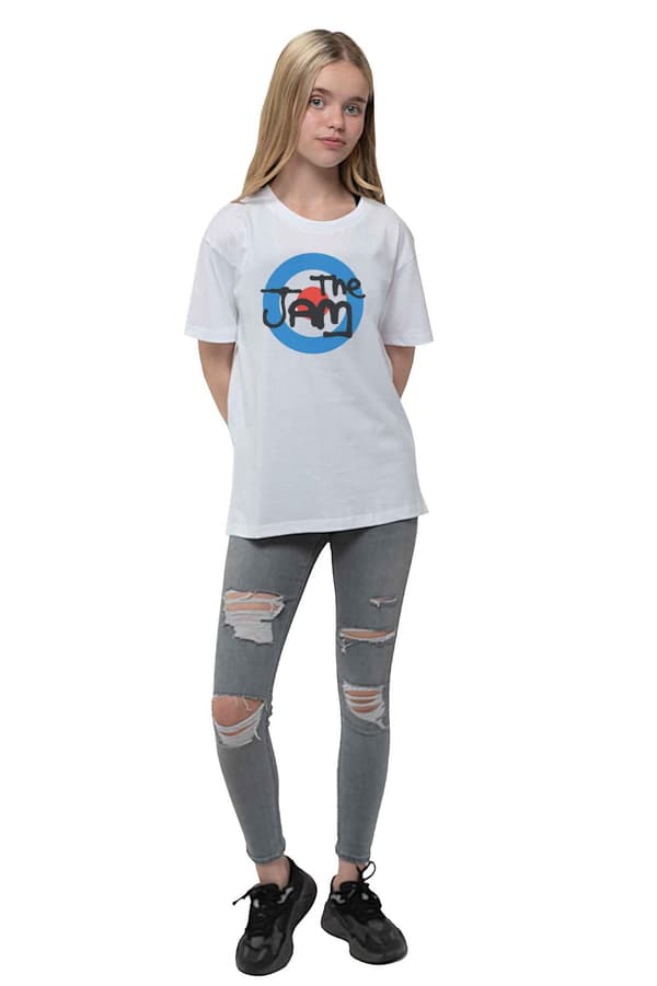 The Jam Kids T Shirt Spray Target Band Logo Official White Ages 1 -12 yrs