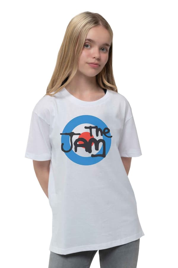 The Jam Kids T Shirt Spray Target Band Logo Official White Ages 1 -12 yrs