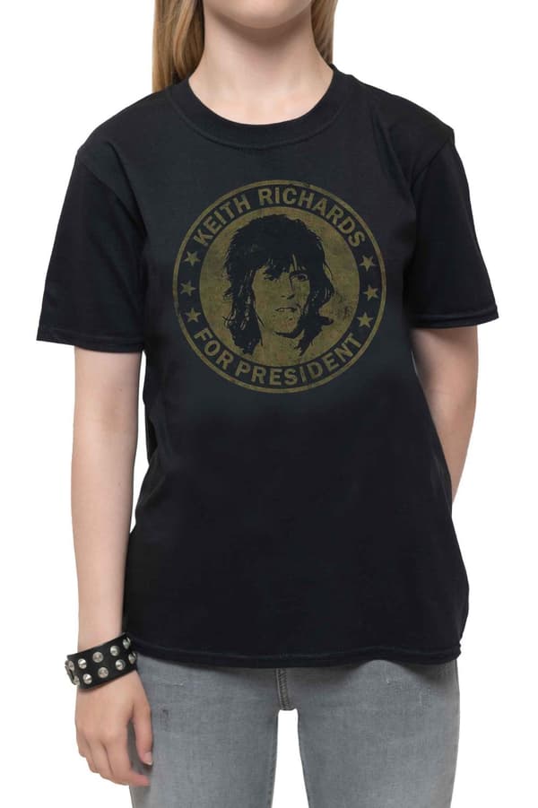The Rolling Stones Kids T Shirt Keith for President Official Black Ages 1-12 yrs