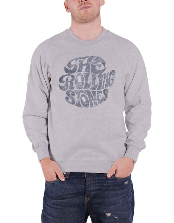 The Rolling Stones Sweatshirt Vintage 70s Band Logo Official Grey Unisex